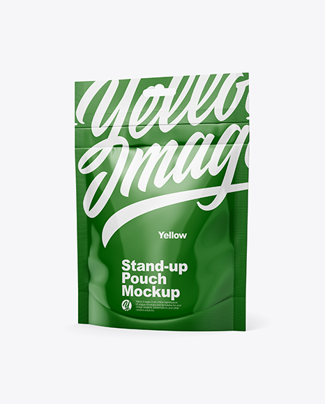 Glossy Stand-Up Pouch Mockup - Half Side View