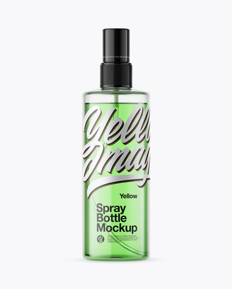 Clear Spray Bottle with Green Liquid Mockup