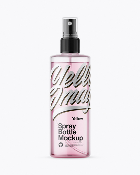 Clear Spray Bottle with Pink Liquid & Transparent Сap Mockup