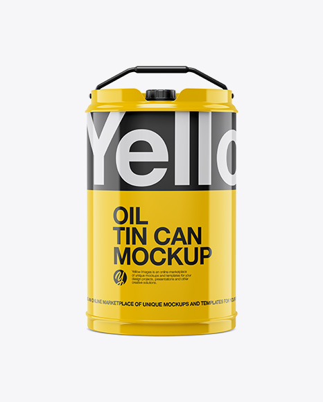 Glossy Oil Tin Can Mockup - Front View