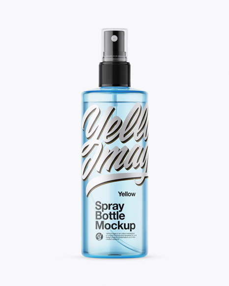 Blue Spray Bottle with Transparent Сap Mockup
