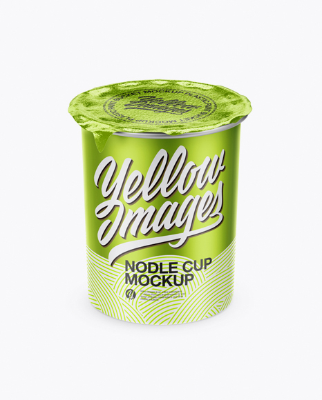 Metallic Noodle Cup With Foil Lid Mockup (High-Angle Shot)