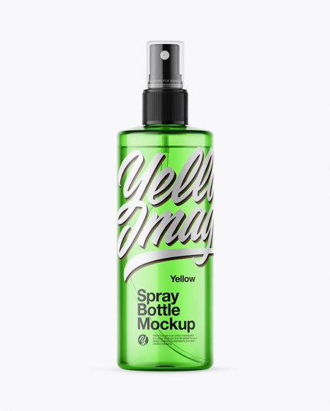 Green Spray Bottle with Transparent Сap Mockup