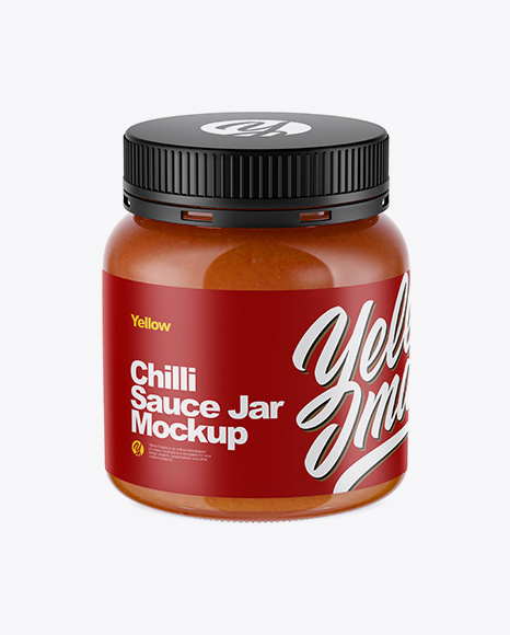 Chilli Sauce Jar Mockup (High-Angle Shot)