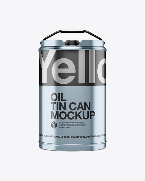 Matte Metallic Oil Tin Can Mockup - Front View