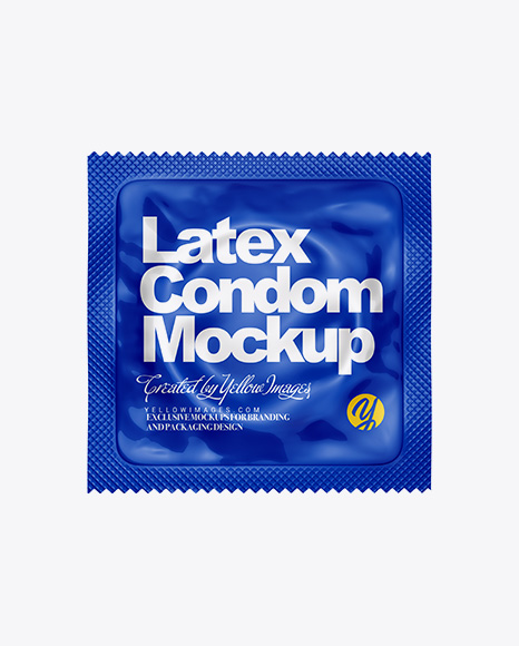 Glossy Square Condom Packaging Mockup