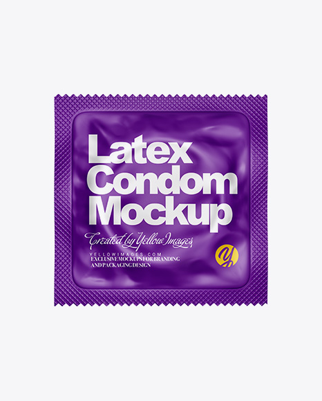 Matte Square Condom Packaging Mockup