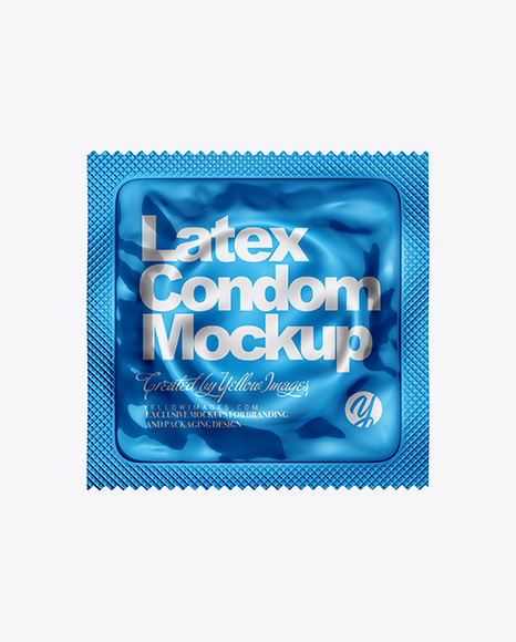 Metallic Square Condom Packaging Mockup
