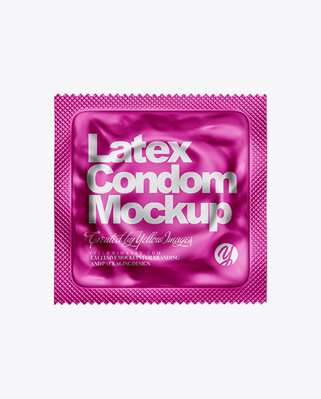 Matte Metallic Square Condom Packaging Mockup