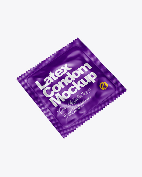 Matte Square Condom Packaging Mockup - Half Side View
