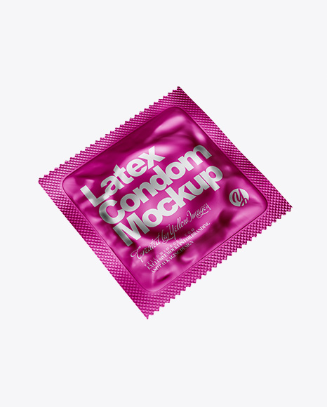 Matte Metallic Square Condom Packaging Mockup - Half Side View