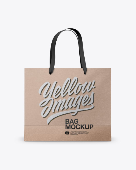 Kraft Bag with Raised Up Handles Mockup - Front & Top Views