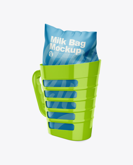 Milkholder W/ Milk Bag Mockup - Half Side View