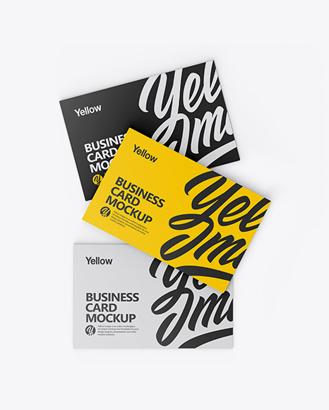 Three Business Cards Mockup - Top View