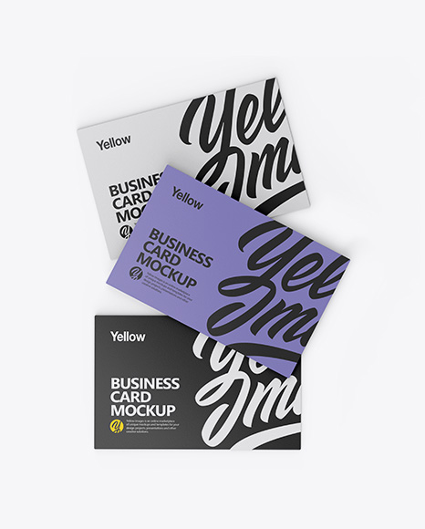 Three Textured Business Cards Mockup - Top View