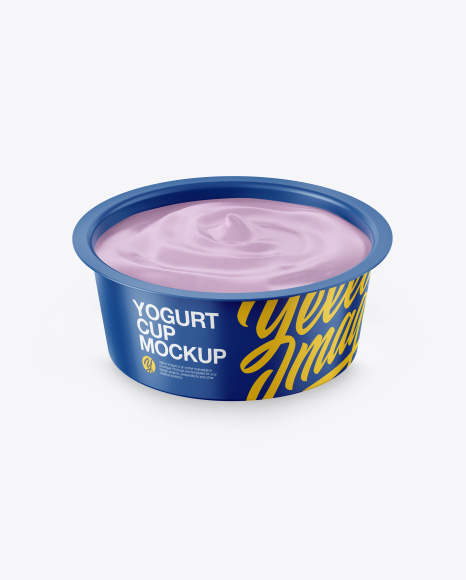 Opened Yogurt Cup Mockup - Front View (High-Angle Shot)