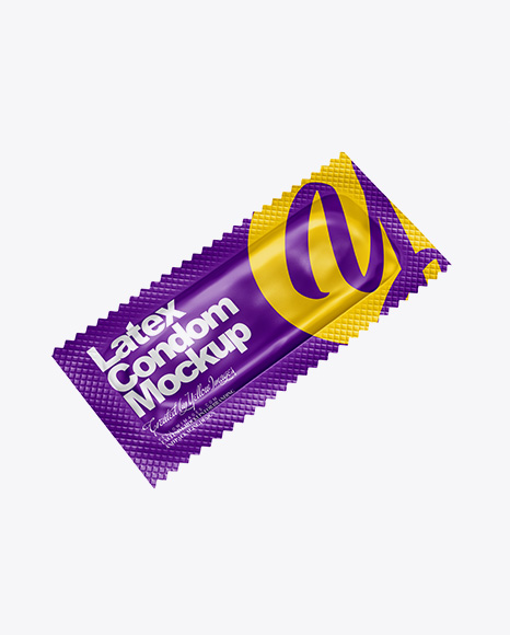 Matte Condom Packaging Mockup - Half Side View