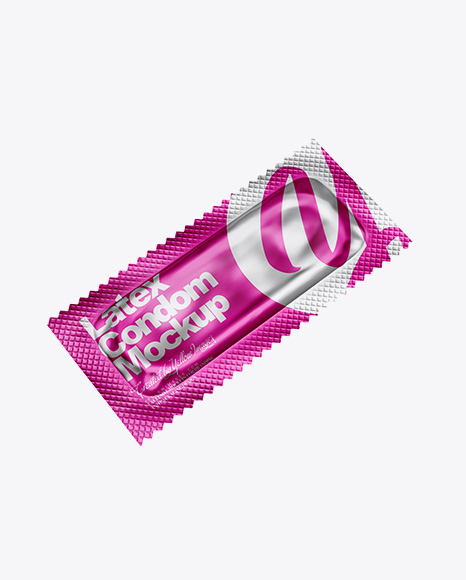 Matte Metallic Condom Packaging Mockup - Half Side View
