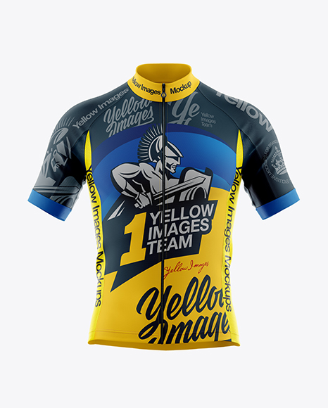 Men's Full-Zip Cycling Jersey Mockup - Front View