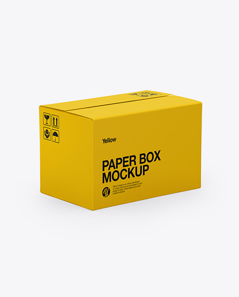 Paper Box Mockup - Half Side View (High-Angle Shot)