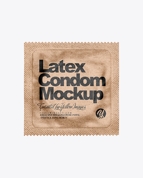 Kraft Paper Square Condom Packaging Mockup