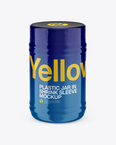 Plastic Jar in Shrink Sleeve Mockup - Front View (High-Angle Shot)