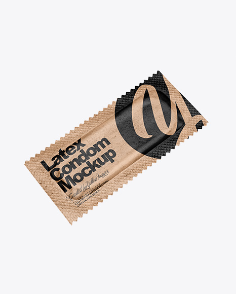 Kraft Paper Condom Packaging Mockup - Half Side View