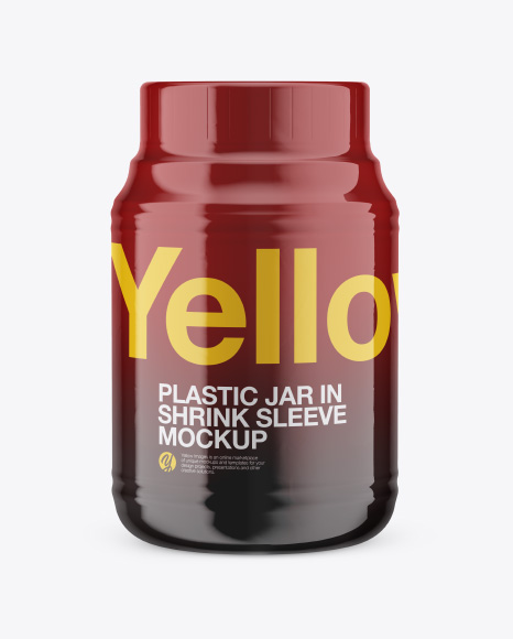 Plastic Jar in Shrink Sleeve Mockup - Front View