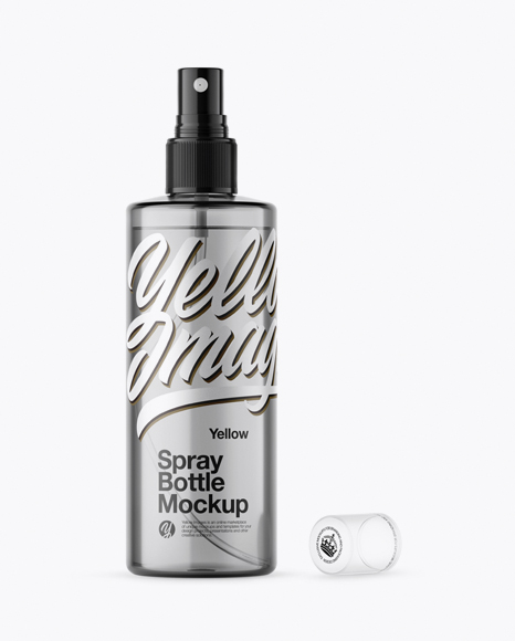 Opened Dark Spray Bottle With Transparent Сap Mockup
