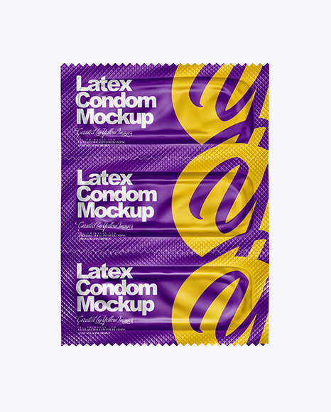 Matte Three Condom Packaging Mockup