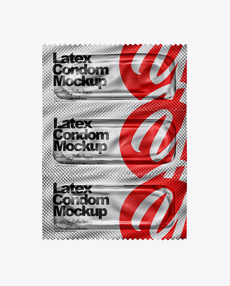 Metallic Three Condom Packaging Mockup