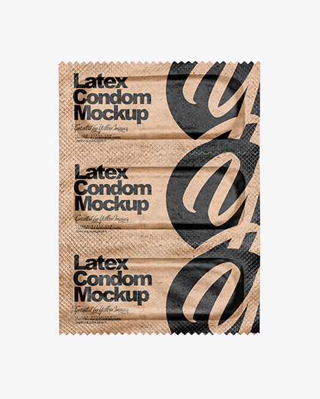 Kraft Paper Three Condom Packaging Mockup