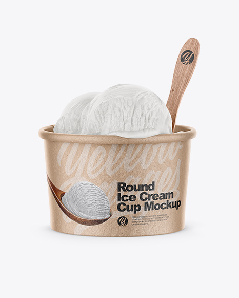Kraft Ice Cream Cup Mockup - Front View (High-Angle Shot)