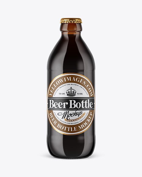 330ml Amber Glass Stout Beer Bottle Mockup