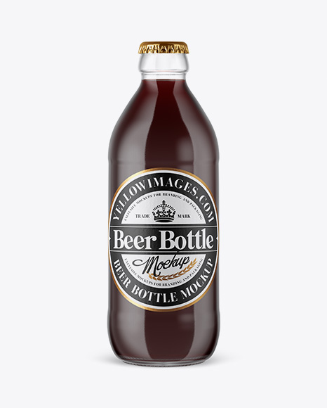 330ml Clear Glass Brown Ale Bottle Mockup