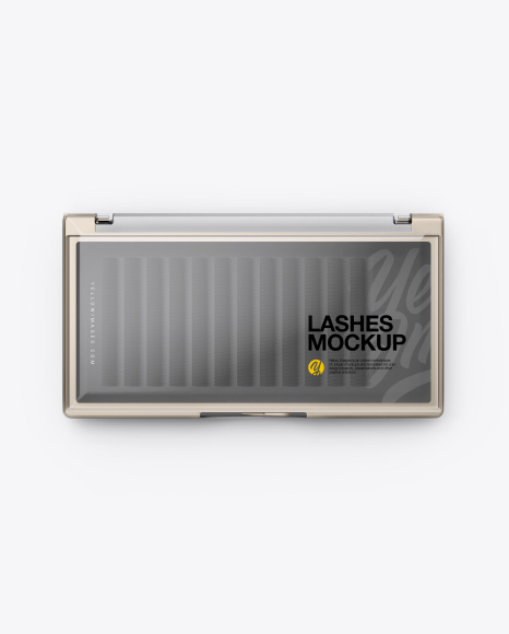 Closed Transparent Box with Lashes Mockup - Top&Front Views