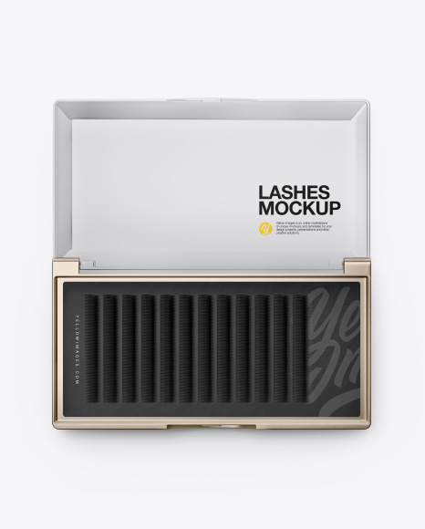 Opened Transparent Box with Lashes Mockup - Top&Front Views