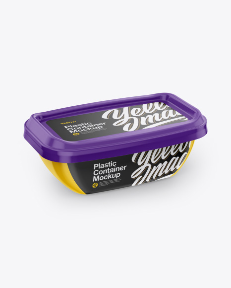 Plastic Container Mockup - Half Side View (High-Angle Shot)