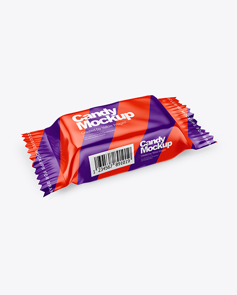 Glossy Candy Package Mockup - Half Side View