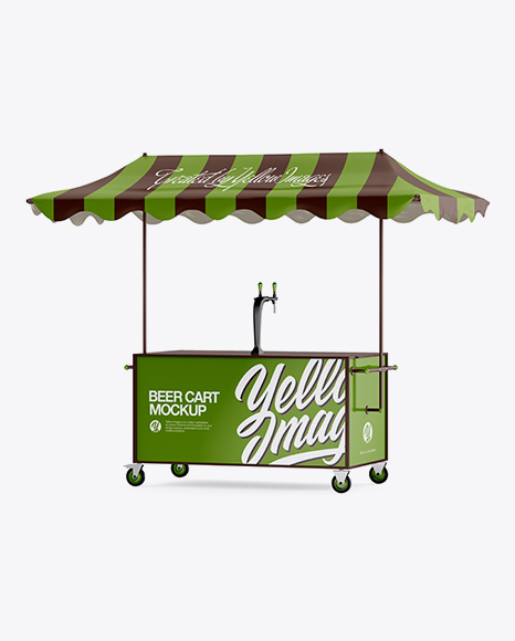 Beer Cart With Awning Mockup - Half Side View