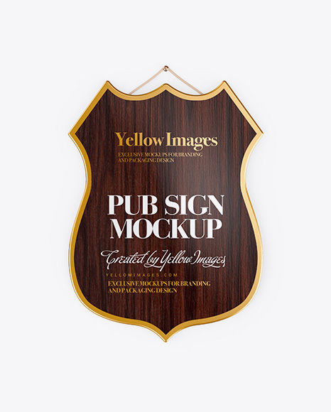Wooden Pub Sign Mockup - Front View