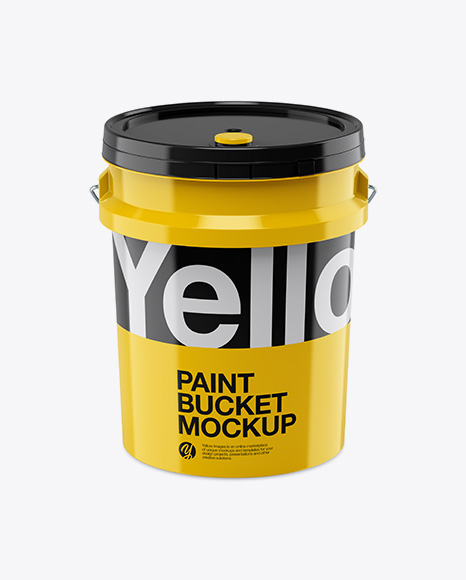 5L Glossy Paint Bucket Mockup - Front View (High-Angle Shot)
