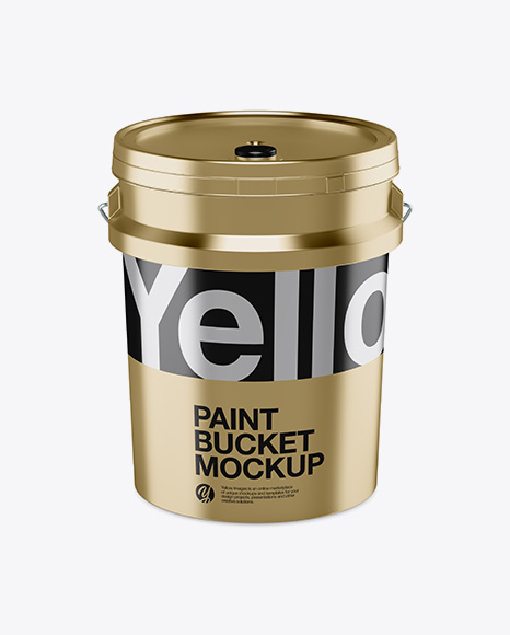 5L Metallic Paint Bucket Mockup - Front View (High-Angle Shot)