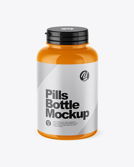 Glossy Pills Bottle Mockup (High-Angle Shot)
