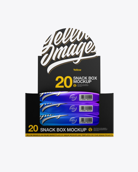 20 Metallic Snack Bars Box Mockup - Front View
