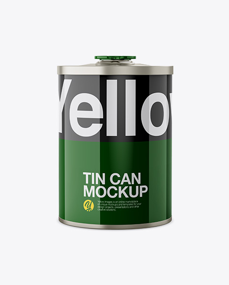 Glossy Tin Can Mockup - Front View