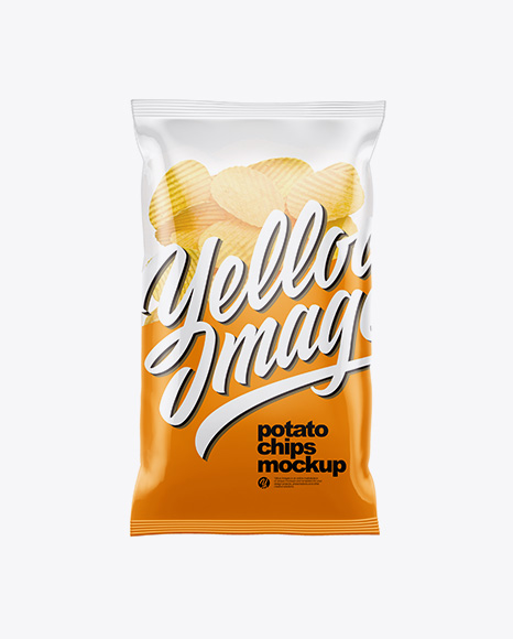 Clear Plastic Bag With Corrugated Potato Chips Mockup
