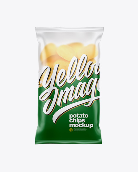 Matte Plastic Bag With Potato Chips Mockup