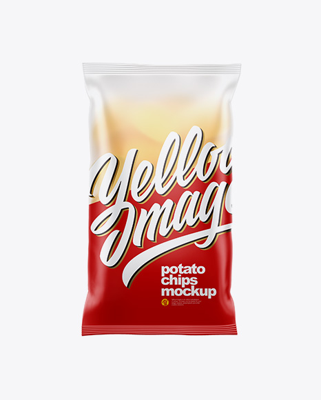 Frosted Plastic Bag With Corrugated Potato Chips Mockup