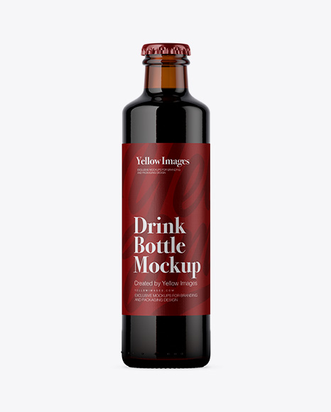 250ml Amber Glass Bottle w/ Dark Beer Mockup